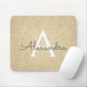 Luxe Gouden Sparkle Glitter Monogram Naam Mousepad Muismat (Met muis)