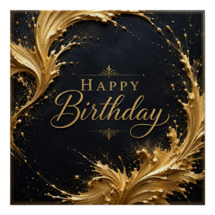 Luxe Gouden Spetterende Verjaardags Elegantie Perfect Poster