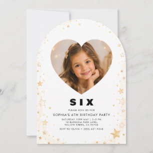 Luxe gouden ster verjaardagsuitnodiging meisje 6 j kaart