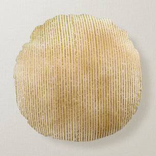 Luxe gouden strepen, modern, elegant rond kussen