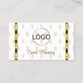 Luxe gouden strepen op witte Logo Letters Patroon Visitekaartje (Voorkant)