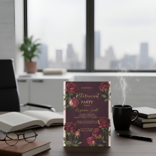 Luxe Gouden Tekst Donker Houten Roos Pensioen Uitn Kaart