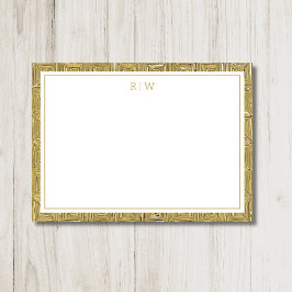 Luxe Gouden Textuur Rand Eenvoudig Initieel Schrif Notitiekaartje