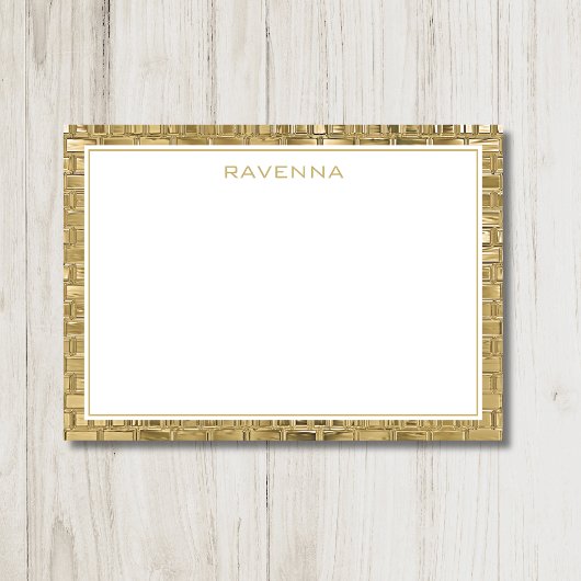 Luxe Gouden Textuur Rand Elegante Naam Script Notitiekaartje