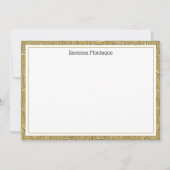 Luxe Gouden Textuur Rand Zwarte Naam Script Notitiekaartje (Voorkant)