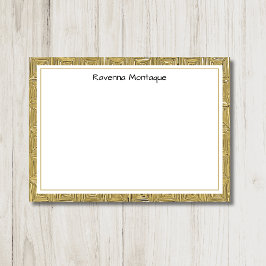 Luxe Gouden Textuur Rand Zwarte Naam Script Notitiekaartje