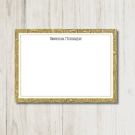Luxe Gouden Textuur Rand Zwarte Naam Script Notitiekaartje