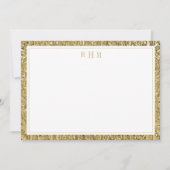 Luxe Gouden Textuur Twee Rand Drie Monogram Notitiekaartje (Voorkant)