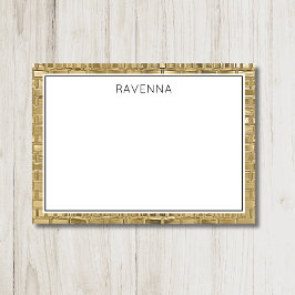Luxe Gouden Textuur Zwarte Rand Naam Script Notitiekaartje