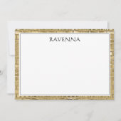 Luxe Gouden Textuur Zwarte Rand Naam Script Notitiekaartje (Voorkant)