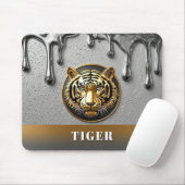 Luxe Gouden Tijger Embleem Ontwerp 🐯 Muismat (Met muis)