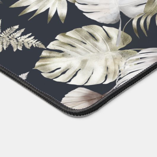 Luxe gouden troop groen monogram bureaumat (Hoek)