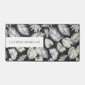 Luxe gouden troop groen monogram bureaumat (Voorkant)