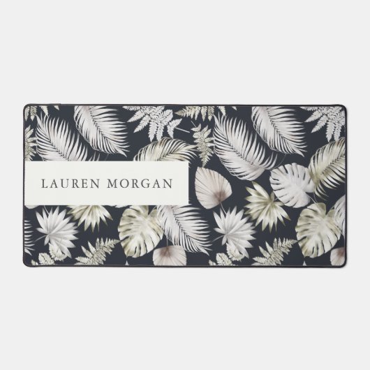 Luxe gouden troop groen monogram bureaumat (Voorkant)