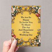 Luxe Gouden Trouw Bloemstuk Frame Met Rozen Acryl Uitnodigingen (Insitu (Draagbaar))