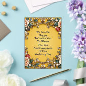 Luxe Gouden Trouw Bloemstuk Frame Met Rozen Acryl Uitnodigingen (Insitu (Huwelijk))