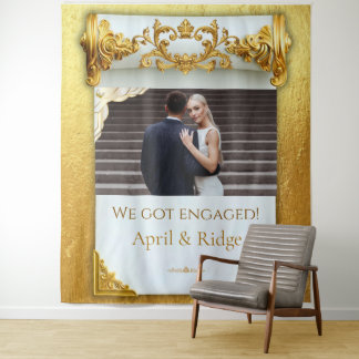 Luxe Gouden Trouwfeest Achtergrond Tapijt Wandkleed