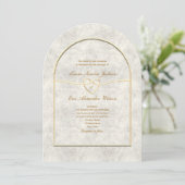 Luxe gouden trouwuitnodiging met QR-code Kaart (Staand voorkant)