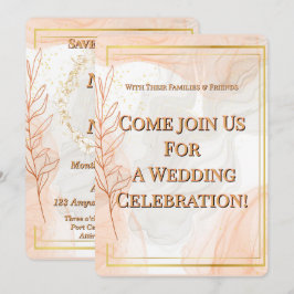 Luxe gouden trouwuitnodiging save the date