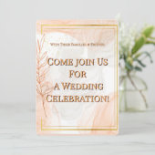 Luxe gouden trouwuitnodiging save the date (Staand voorkant)