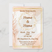 Luxe gouden trouwuitnodiging save the date (Achterkant)