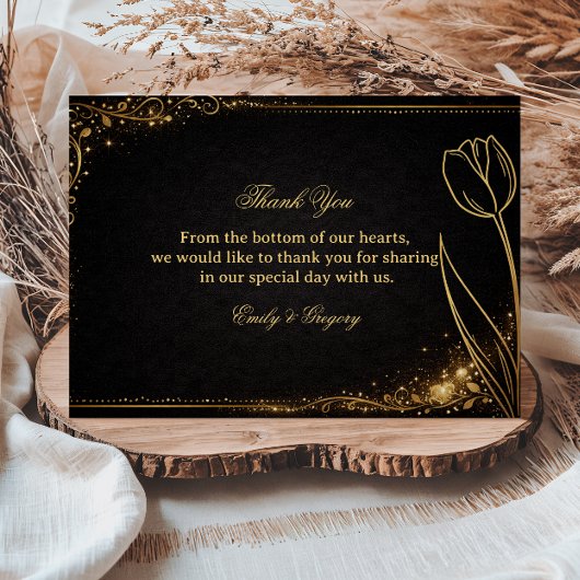 Luxe Gouden Tulp Schittering Bedankkaart