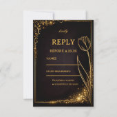 Luxe Gouden Tulp Schittering RSVP Kaartje (Voorkant)