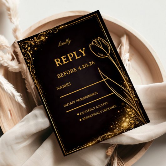 Luxe Gouden Tulp Schittering RSVP Kaartje
