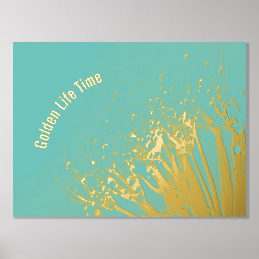 Luxe gouden turqouise abstracte beeldende kunst ec folie afdrukken (Voorkant)