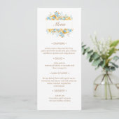luxe gouden turquoise bloemenbruiloft Menu Inv Kaart (Staand voorkant)