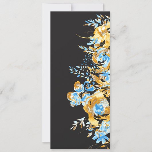 luxe gouden turquoise bloemenbruiloft Menu Inv Kaart (Achterkant)