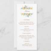 luxe gouden turquoise bloemenbruiloft Menu Inv Kaart (Voorkant)