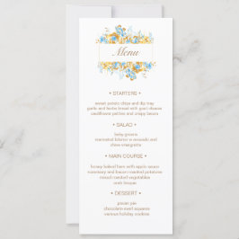 luxe gouden turquoise bloemenbruiloft Menu Inv Kaart