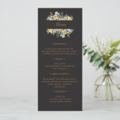 luxe gouden turquoise bloemenbruiloft Menu Kaart (Staand voorkant)