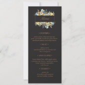 luxe gouden turquoise bloemenbruiloft Menu Kaart (Voorkant)