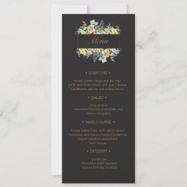 luxe gouden turquoise bloemenbruiloft Menu Kaart