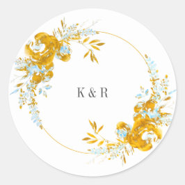 luxe gouden turquoise monogram bruiloft classi ronde sticker