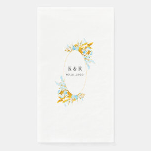 Luxe gouden turquoise monogram bruiloft papier servet