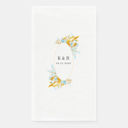 Luxe gouden turquoise monogram bruiloft papier servet (Voorkant)