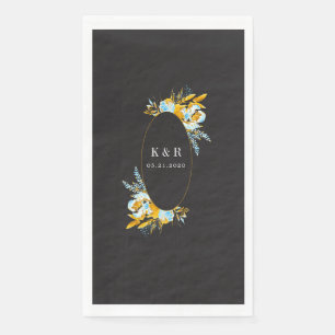 luxe gouden turquoise - monogram bruiloft servet