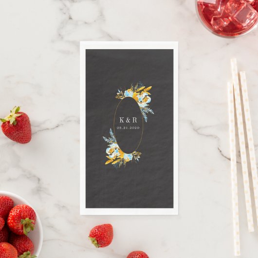 luxe gouden turquoise - monogram bruiloft servet (Insitu)