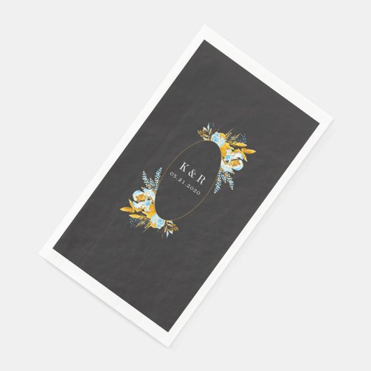 luxe gouden turquoise - monogram bruiloft servet (Hoek)