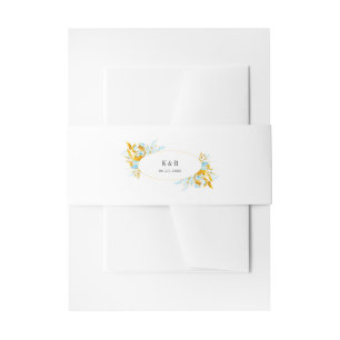 luxe gouden turquoise monogram trouw uitnod uitnodigingen wikkel