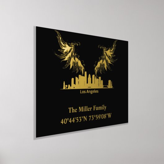 luxe gouden US skyline lengtegraad breedtegraad L  Folie Afdrukken (Laagn)