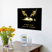 luxe gouden US skyline lengtegraad breedtegraad L Folie Afdrukken (Laag (Keuken))