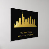 luxe gouden US skyline lengtegraad breedtegraad L  Folie Afdrukken (Laagn)