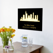 luxe gouden US skyline lengtegraad breedtegraad L  Folie Afdrukken (Laag (Keuken))