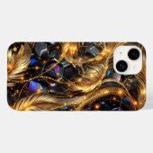 Luxe gouden veren en edelsteen sprankelpatroon Case-Mate iPhone case (Achterkant (horizontaal))