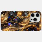 Luxe gouden veren en edelsteen sprankelpatroon Case-Mate iPhone case (Achterkant (horizontaal))