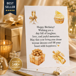 Luxe gouden verjaardagskaart voor haar | Elegante  Briefkaart